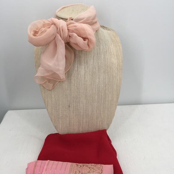 VINTAGE Women's Sheer Chiffon Lot of 3 Floral Print Scarves Wraps Scarf Metallic - Picture 3 of 7